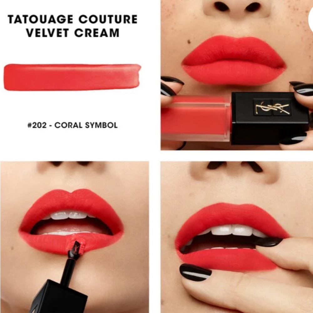 🆕 YSL TATOUAGE COUTURE VELVET CREAM 202 Coral Symbol lip / NIB